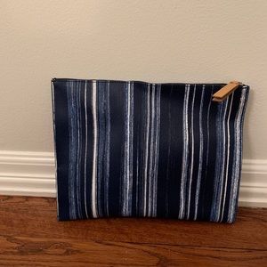 Banana Republic Navy & White Stripe Leather Clutch